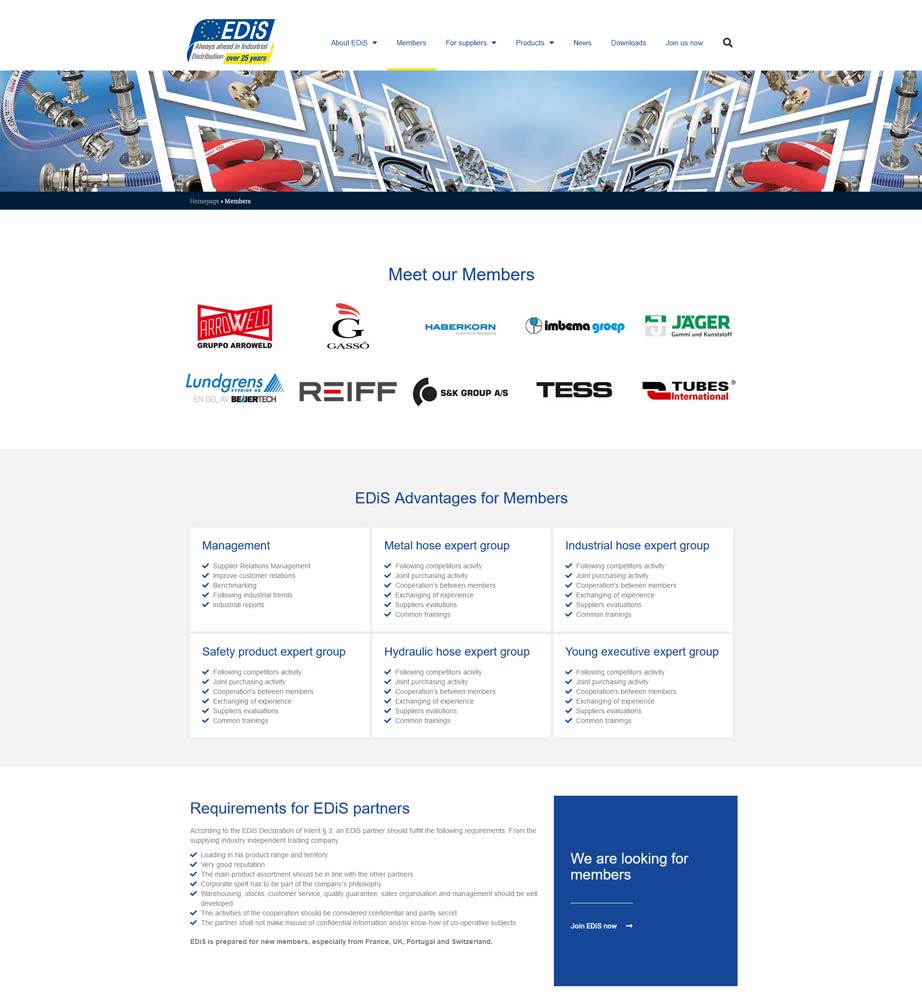 European Distributors of Industrial Supplies EDiS new website look